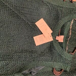 Women’s  A new day tank dress knitted outer overlay dark green size large